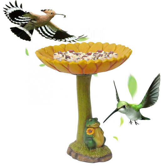 Handmade Standing Resin Bird Bath Bowl, Garden, Yard, and Patio Decor