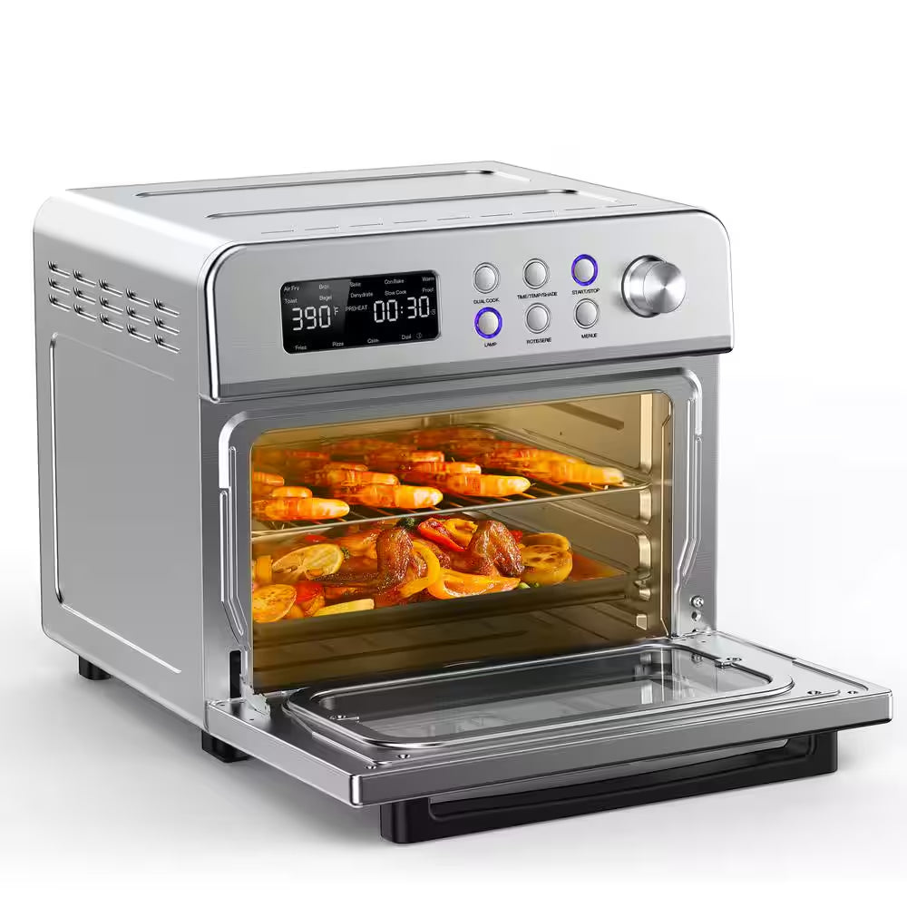 23.2Qt. Stainless Steel 13-In-1 Countertop Air Fryer Toaster Oven with Rotisserie, Digital Display and Accessories,