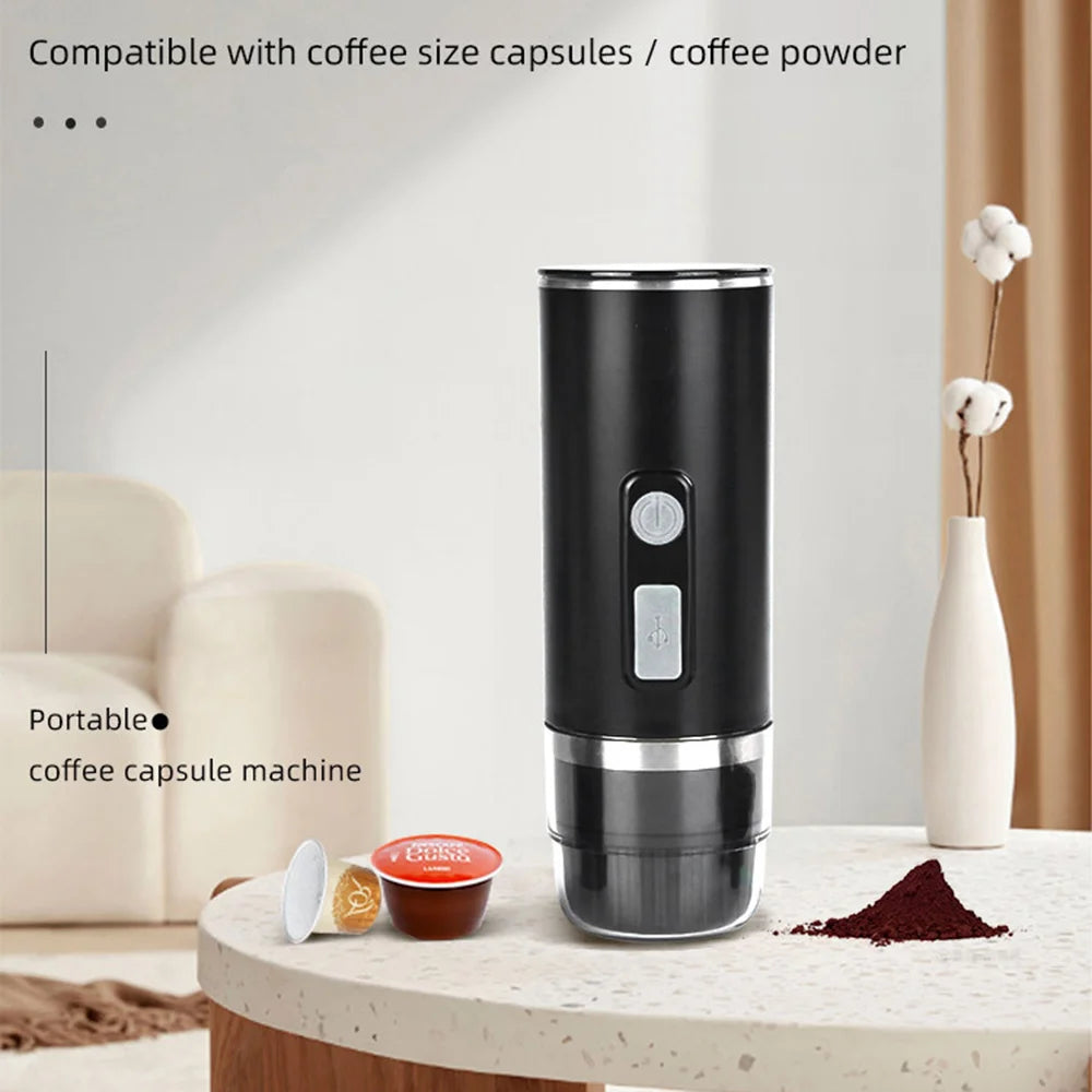 Portable Full-Automatic Espresso Coffee Maker Wireless Mini Electric Coffee Machine for Capsule Coffee Powder