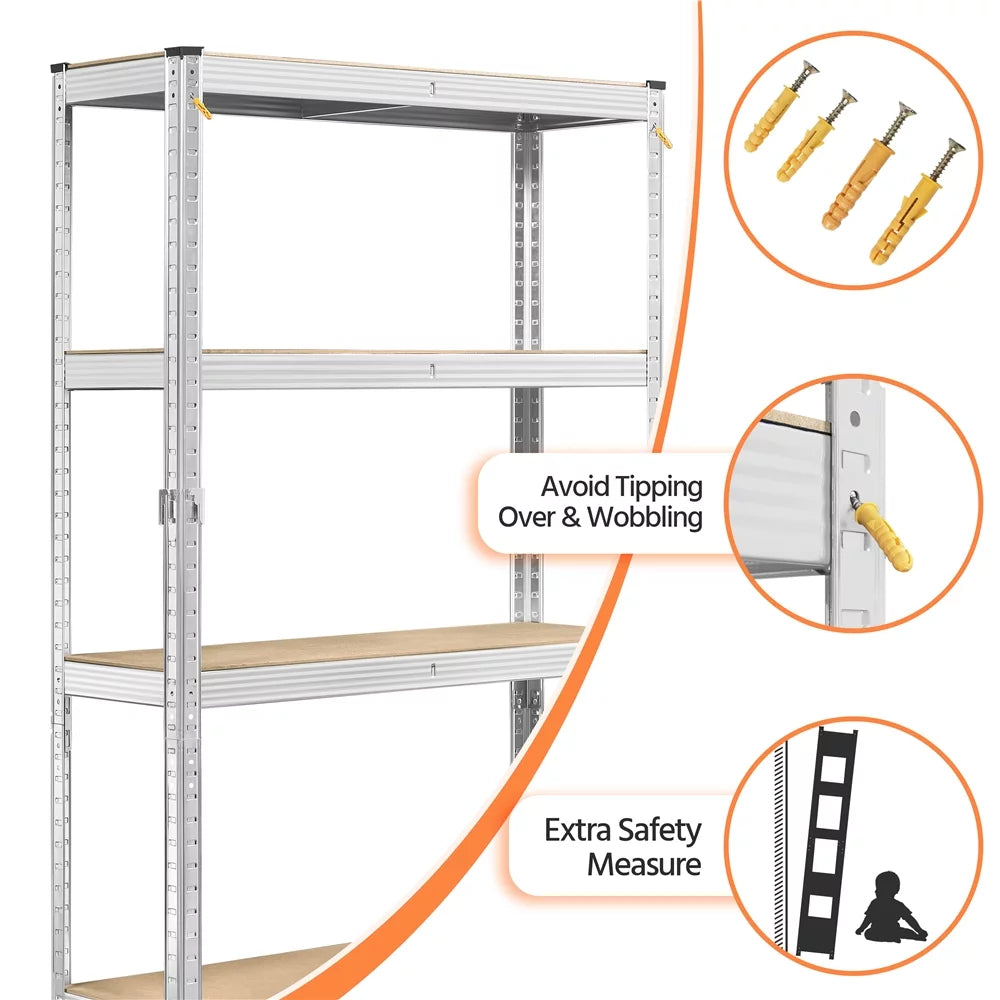 2PCS 5 Tiers Adjustable Storage Shelf Units for Garage, 35.5″ L*12″ W*71″ H, Black