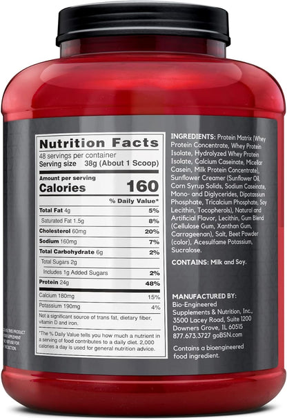 SYNTHA-6 EDGE Protein Powder, with Hydrolyzed Whey, Micellar Casein, Milk Protein Isolate, Low Sugar, 24G Protein, Strawberry Milkshake, 48 Servings