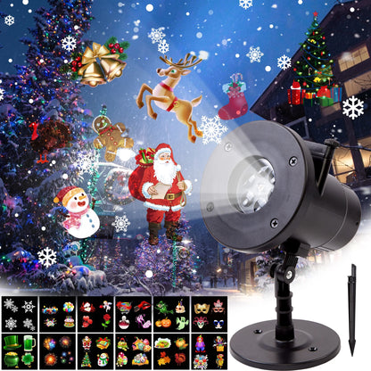 Christmas Projector Light Snow Projector Lamp Night Light Waterproof Multiple Projection for Indoor Outdoor Decoration