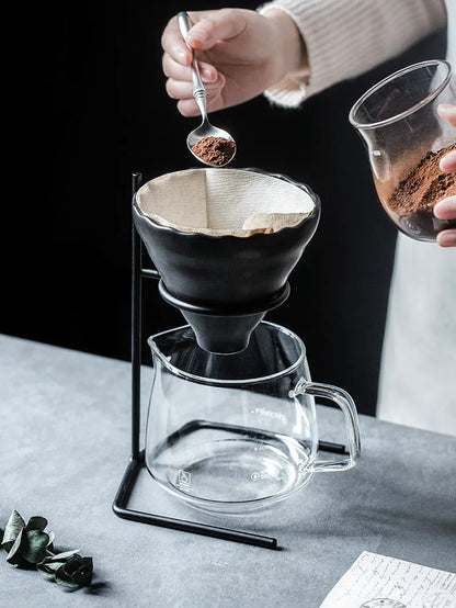 60° Espresso Coffee Filter Reusable Ceramics Coffee Dripper Funnel Drip Coffee Maker with Holder Coffeeware Coffee Accessories