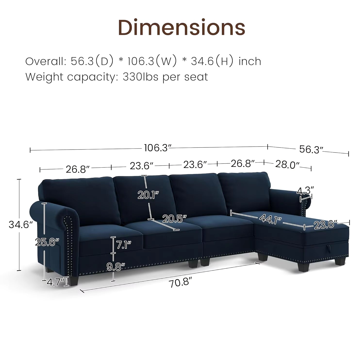 Velvet Sectional Sofa L Shaped Sectional Couch with Reversible Chaise Convertible 4Seater Sofa Couch for Small Space Living Room