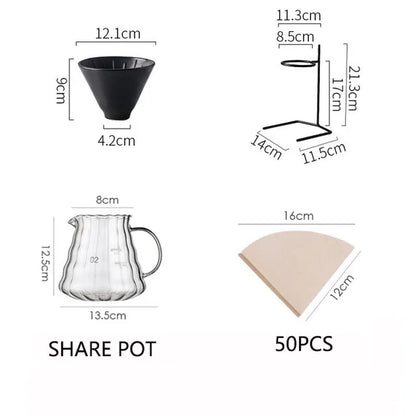 60° Espresso Coffee Filter Reusable Ceramics Coffee Dripper Funnel Drip Coffee Maker with Holder Coffeeware Coffee Accessories