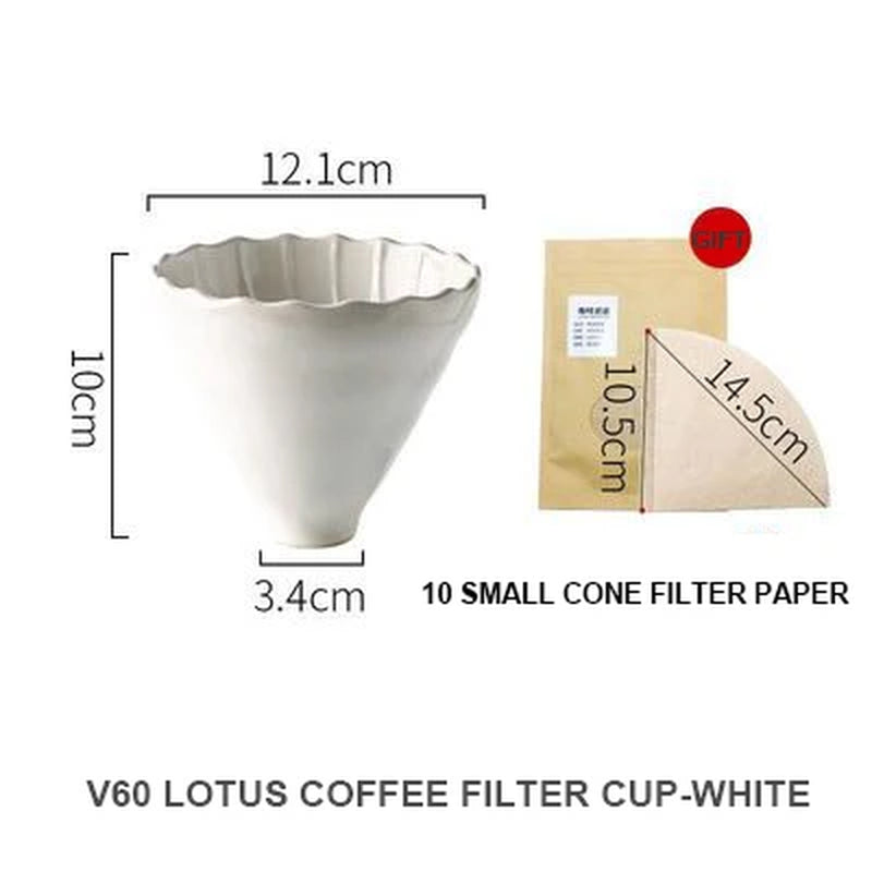 60° Espresso Coffee Filter Reusable Ceramics Coffee Dripper Funnel Drip Coffee Maker with Holder Coffeeware Coffee Accessories