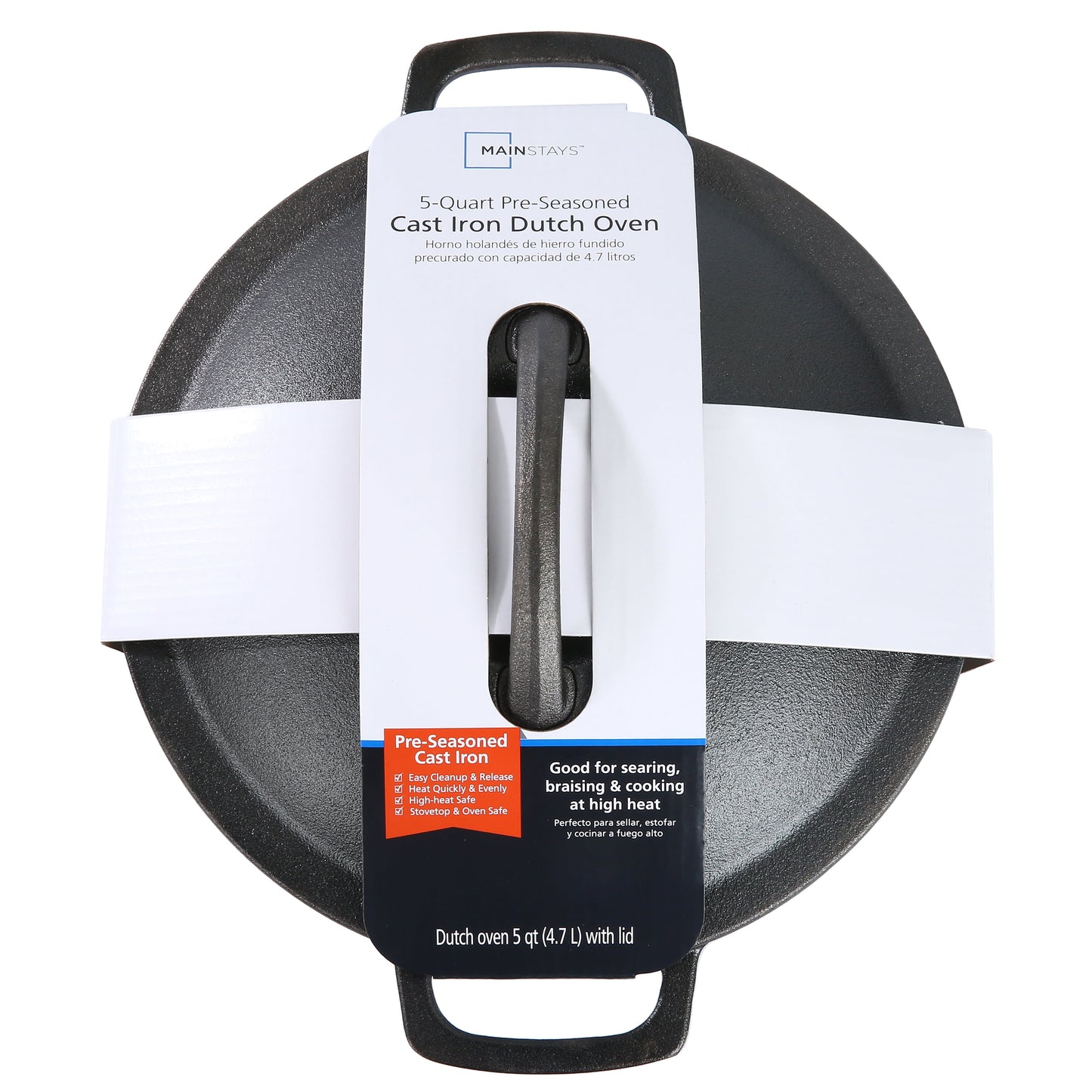 5Qt Oven-Safe Cast Iron Pre-Seasoned Dutch Oven