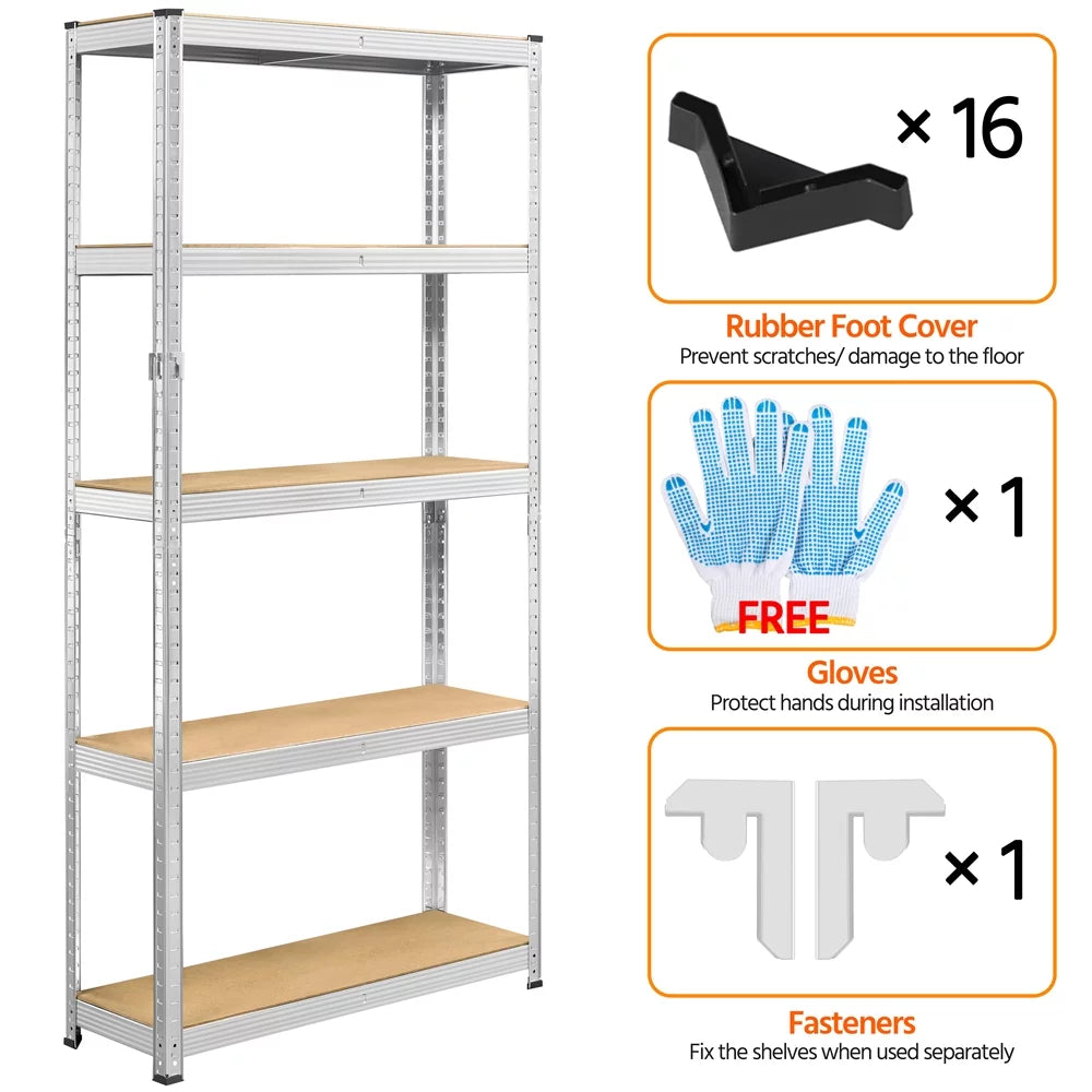 2PCS 5 Tiers Adjustable Storage Shelf Units for Garage, 35.5″ L*12″ W*71″ H, Black