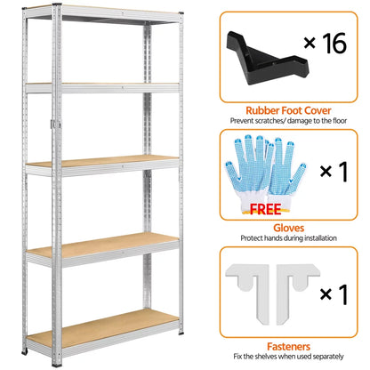 2PCS 5 Tiers Adjustable Storage Shelf Units for Garage, 35.5″ L*12″ W*71″ H, Black