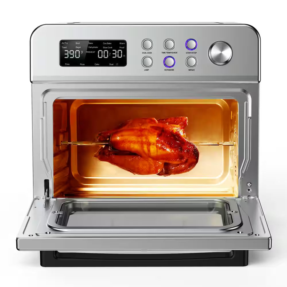 23.2Qt. Stainless Steel 13-In-1 Countertop Air Fryer Toaster Oven with Rotisserie, Digital Display and Accessories,