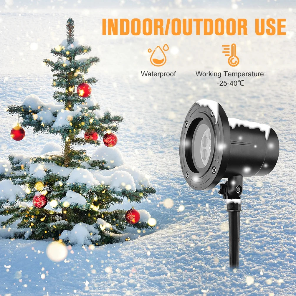 Christmas Projector Light Snow Projector Lamp Night Light Waterproof Multiple Projection for Indoor Outdoor Decoration