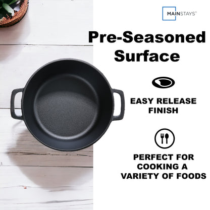 5Qt Oven-Safe Cast Iron Pre-Seasoned Dutch Oven