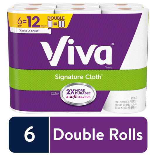 Signature Cloth Paper Towels, Choose-A-Sheet - 6 Double Rolls = 12 Regular Rolls (110 Sheets per Roll)