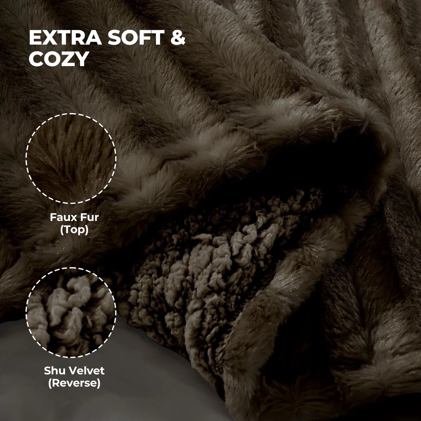 Electric Throw Blanket Extra Large Size, 60" X 70" Soft Faux Fur Heated Blanket, 6 Heating Levels, 4 Hours Timer - Gray